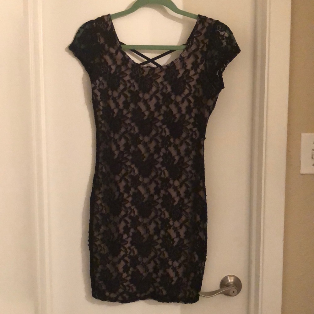 Black laced mini dress